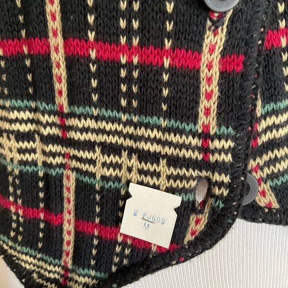 New Vintage Dead Stock G.H. Bass Plaid Sweater Vest Black Tan Red M - Picture 3 of 8